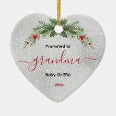 Zur Oma befördert Babynamensschild Herz Keramik Ornament (Vorne)