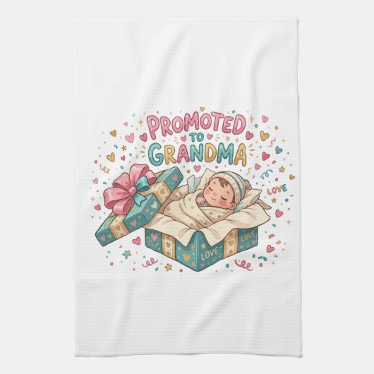 Zur Oma befördert Geschenk Geschirrtuch (Vertikal)