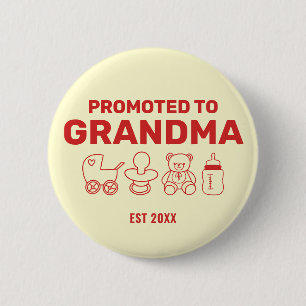 Zur Oma erhobene benutzerdefinierte Babyparty Button