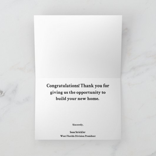 ZUR PULTE-GRUPPE ZURÜCK - Welcome-Zuhause-Card 1 Karte (Innenseite)