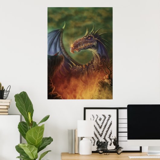 zur Rettung! Fantasy Dragon Leinwand drucken Poster (Heimbüro)