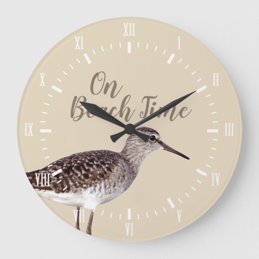 Zur Strandzeit Sandpiper Bird Große Wanduhr (Vorderseite)