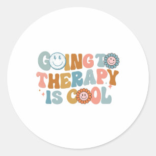 Zur Therapie ist Cool Retro Feminist. Runder Aufkleber
