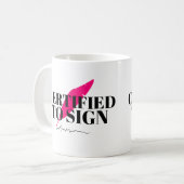 Zur Unterzeichnung der Tasse zertifiziert (Vorderseite Links)