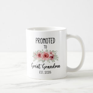 Zur Ururgroßmutter befördert Est 2026 Blumen Baby Kaffeetasse