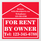 ZUR VERMIETUNG DURCH EIGENTÜMER Personalisiertes R Fensteraufkleber (Blatt)