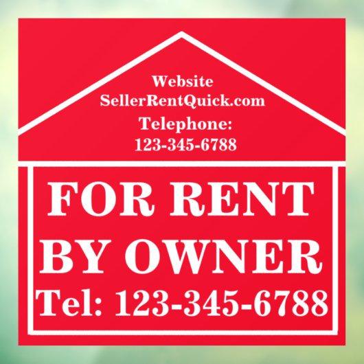 ZUR VERMIETUNG DURCH EIGENTÜMER Personalisiertes R Fensteraufkleber (Blatt 3)