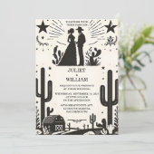 Zur Wüste Rodeo Retro Pferd Rustikale Western Hoch Einladung (Stehend Vorderseite)