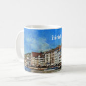 Zürich. Ansicht des Limmat-Flussdammes Kaffeetasse (Vorderseite Links)