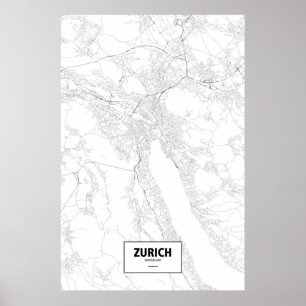 Zürich, die Schweiz (Schwarzes auf Weiß) Poster