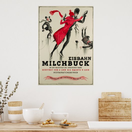 Zürich, Eisbahn Milchbuck Vintage Poster (Küche)