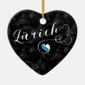 Zürich-Flagge: Herz, Zürich, Schweiz Keramik Ornament (Vorne)