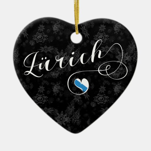 Zürich-Flagge: Herz, Zürich, Schweiz Keramik Ornament (Vorne)