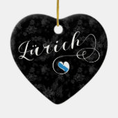 Zürich-Flagge: Herz, Zürich, Schweiz Keramik Ornament (Hinten)