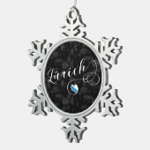 Zürich-Flagge: Herz, Zürich, Schweiz Schneeflocken Zinn-Ornament (Rechts)