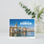 Zürich Hochzeit Save the Date Retro Postkarte (Stehend Vorderseite)