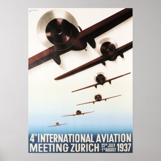 ZÜRICH INT. LUFTFAHRTMEET Vintages Flugzeugplakat Poster (Vorne)