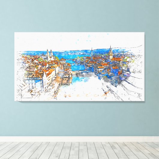 Zürich Leinwanddruck (Insitu (Holzboden))
