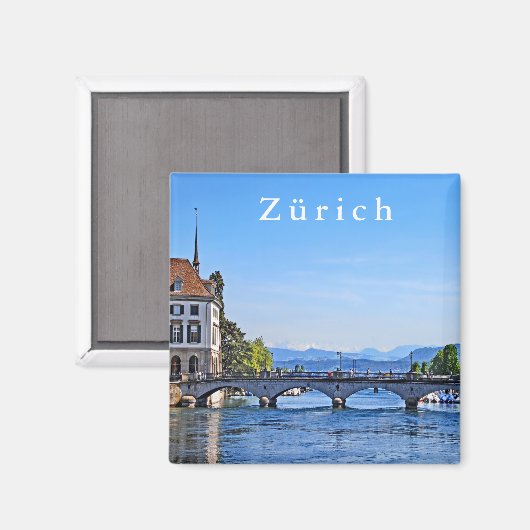 Zürich. Limmat. Rathaus und Brücke. Magnet (Vorderseite/Rückseite)