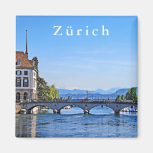 Zürich. Limmat. Rathaus und Brücke. Magnet