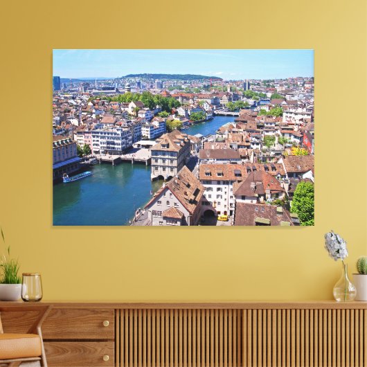Zürich. Panorama aus dem Großmunsterturm. Leinwanddruck (Insitu (Wohnzimmer))