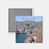 Zürich. Panorama aus dem Großmunsterturm. Magnet (Vorderseite/Rückseite)