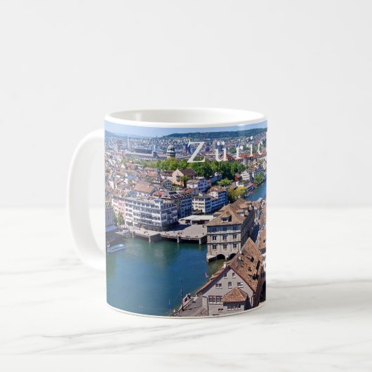 Zürich. Panorama vom Grossmunster Turm Kaffeetasse (Vorderseite Links)