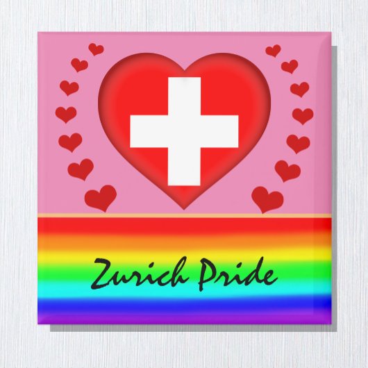 Zurich Pride & Hearts & Rainbow Flag / Liebe Schwe Magnet