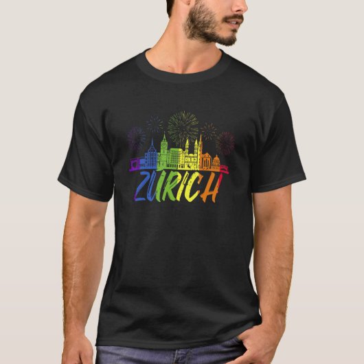 Zurich Pride Skyline  Pride Parade Zurich T-Shirt (Vorderseite)