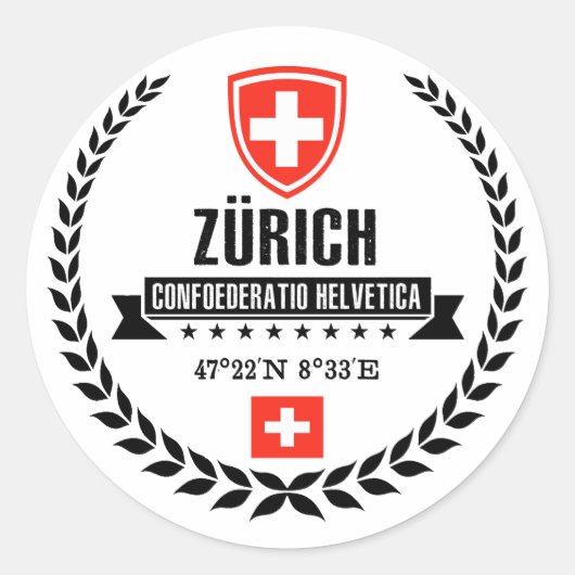 Zürich Runder Aufkleber (Vorderseite)