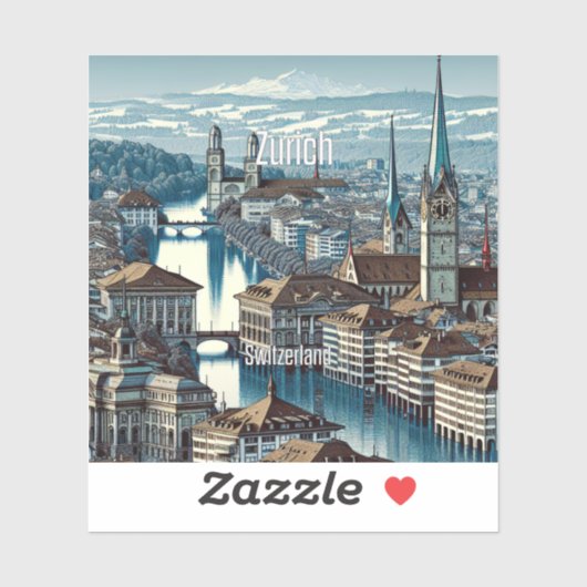 Zürich Schweiz 3 Zoll Vinyl Sticker (Blatt)
