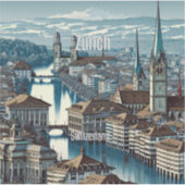 Zürich Schweiz 3 Zoll Vinyl Sticker (Vorderseite)