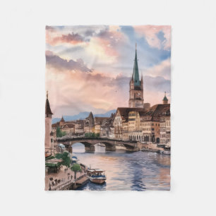 Zürich Schweiz Aquarellmalerei Fleecedecke