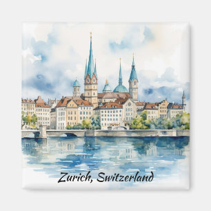 Zürich Schweiz Aquarellmalerei Magnet
