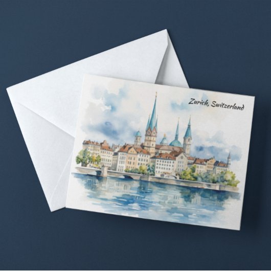 Zurich Schweiz Aquarellmalerei Postkarte