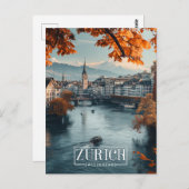 Zürich, Schweiz: Eine Jahrgangsreise Postkarte (Vorne/Hinten)