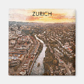 Zürich, Schweiz Europa City View Magnet (Vorne)