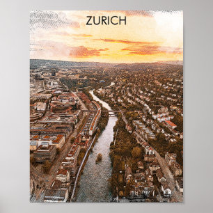 Zürich, Schweiz Europa City View Poster