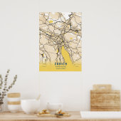 Zürich - Schweiz Gelbe Karte Poster (Küche)