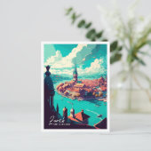 Zurich Schweiz Kunst Vintage Reise Illustration Postkarte (Stehend Vorderseite)