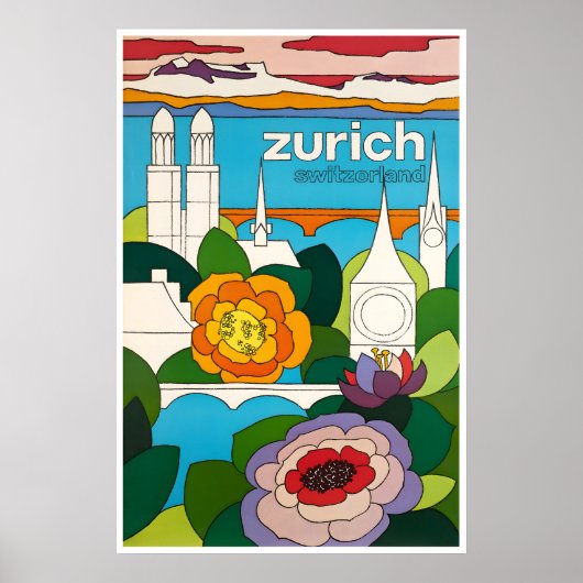 Zürich Schweiz Kunstprint Schweizer Reiseplakat Poster (Vorne)