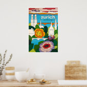 Zürich Schweiz Kunstprint Schweizer Reiseplakat Poster (Küche)