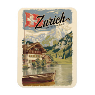 Zürich Schweiz malerische Reise Kunst Vintage Magnet