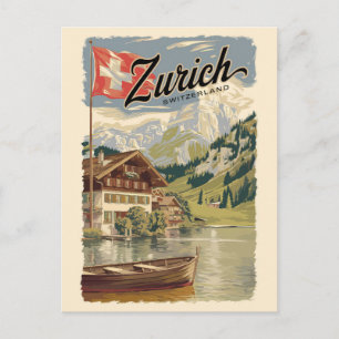 Zürich Schweiz malerische Reise Kunst Vintage Postkarte