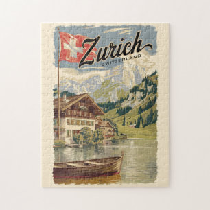 Zürich Schweiz Malerische Reise Kunst Vintage Puzzle