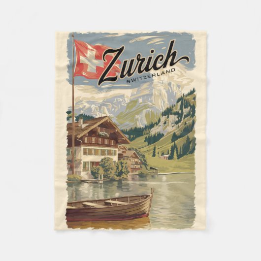 Zürich Schweiz Malerische Reise Vintag Fleecedecke (Vorderseite)