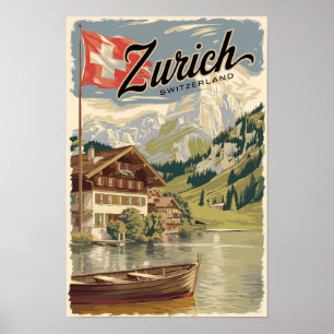 Zürich Schweiz Malerische Reise Vintag Poster