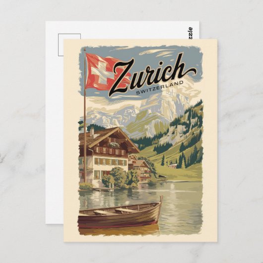 Zürich Schweiz Malerische Reise Vintag Postkarte (Vorne/Hinten)