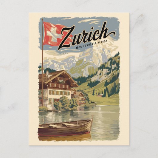 Zürich Schweiz Malerische Reise Vintag Postkarte (Vorderseite)