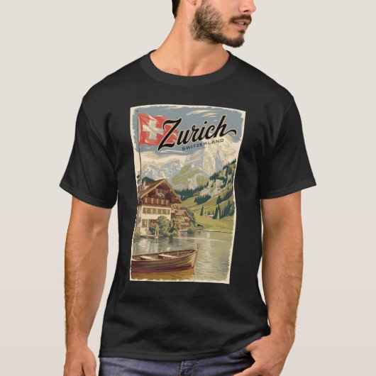 Zürich Schweiz Malerische Reise Vintag T-Shirt (Vorderseite)